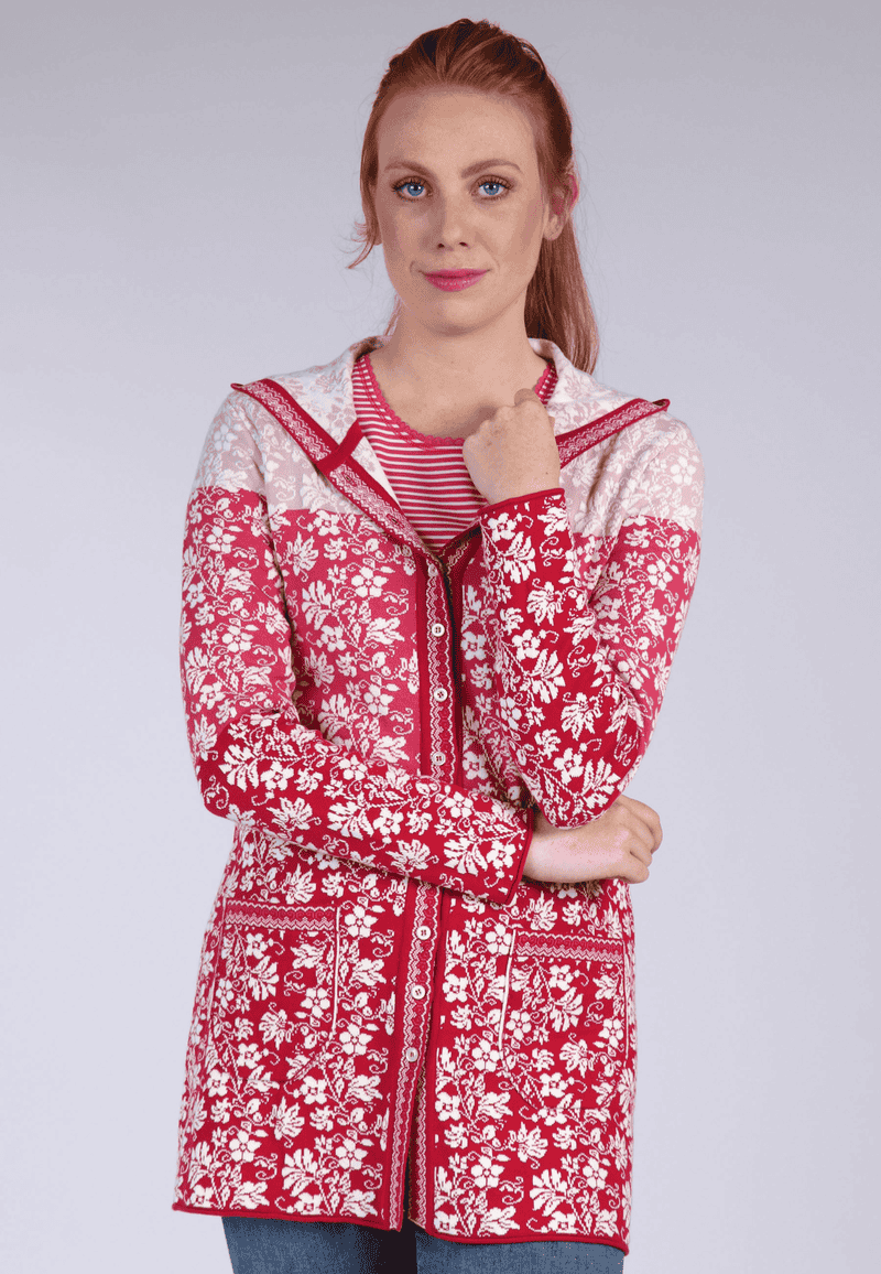 Knitted coat Annika - rubin