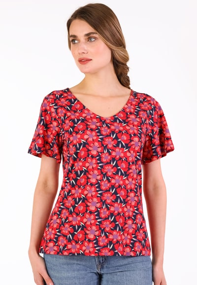 T-Shirt Violette poppy field - navy