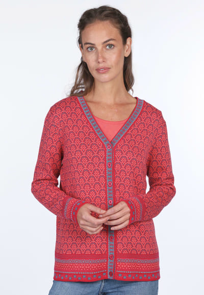 Strickjacke Christi tulip bow  - rubin