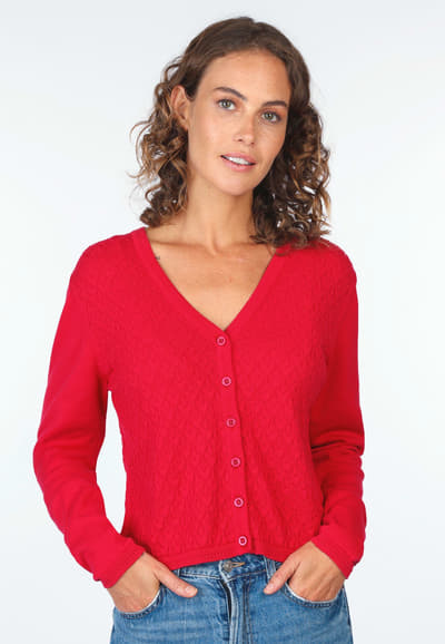 Strickjacke Valea - rubin