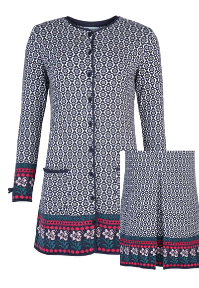 Strickmantel Marjatta Flower - navy