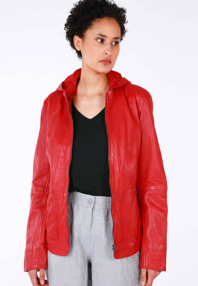 Lederjacke Caro - rubin