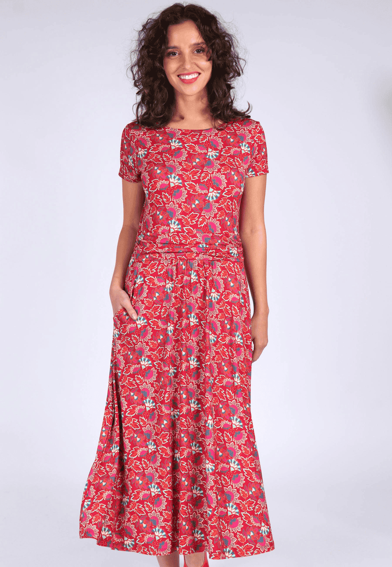 Kleid Malind oriental flower - rubin