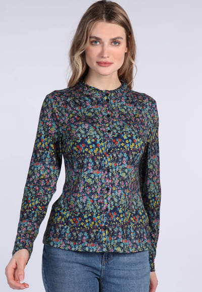 Bluse Dia flower confetti  - navy