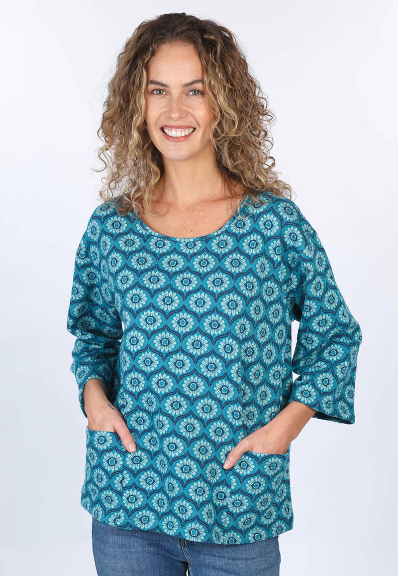 Shirt Katinkali sunflower - ocean