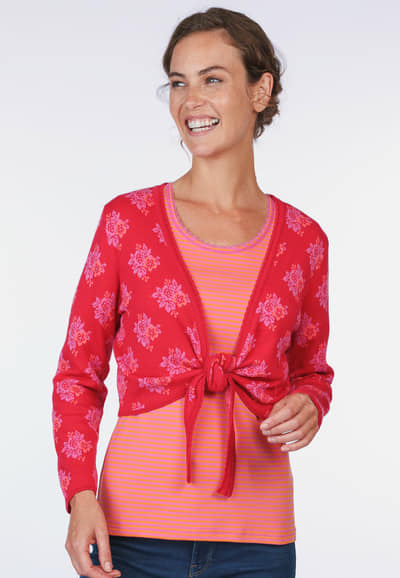 Strickjacke Imka flower - rubin