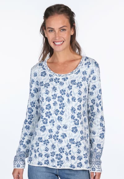 Strickpullover Annegret Flower - ivory