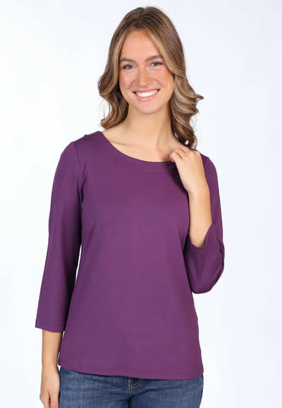 3/4-Arm Shirt Zoala solid  - deep purple