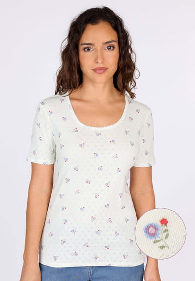 T-Shirt Maren flower - ivory