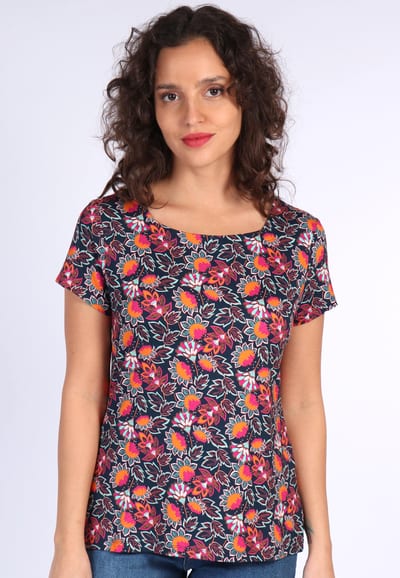 T-Shirt Tal oriental flower - navy