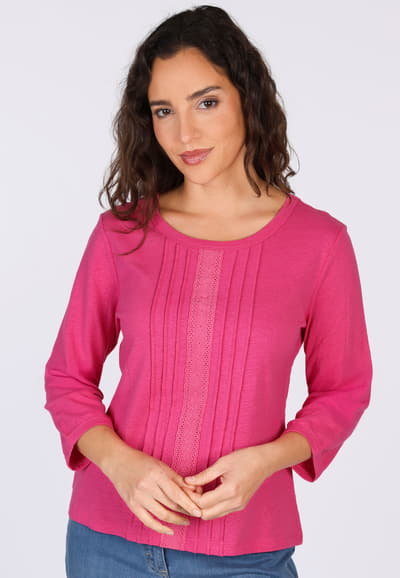 3/4-Arm-Shirt Janitara  - fuchsia