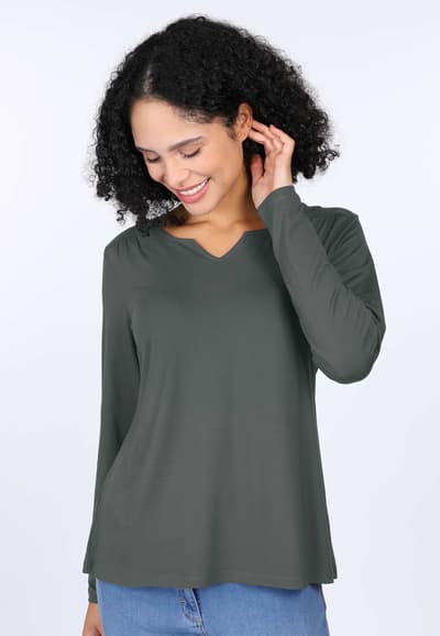 3/4-Arm-Shirt Adrijana solid  - thyme