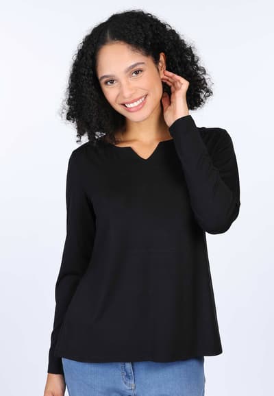 3/4-Arm-Shirt Adrijana solid  - black
