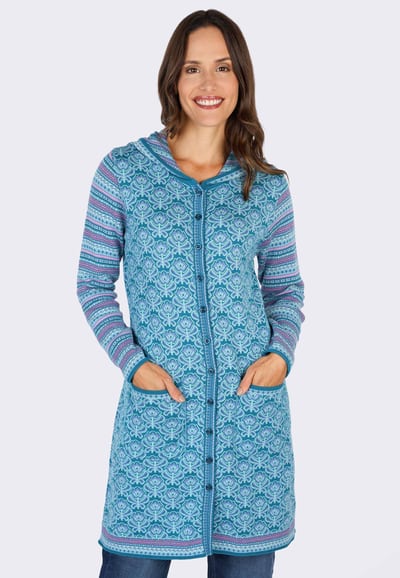 Strickmantel Jordis flower - ocean