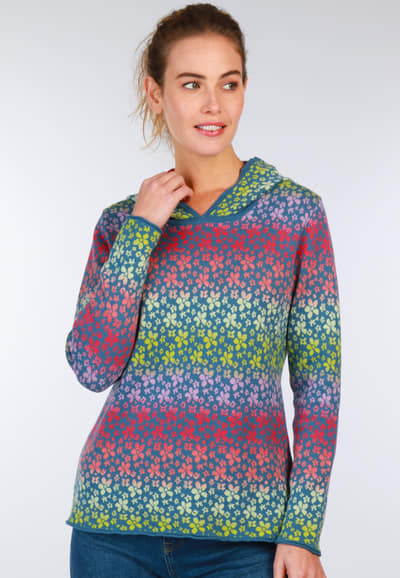 Strickpullover Minni flower - azure