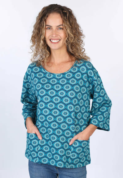 Shirt Katinkali sunflower - ocean