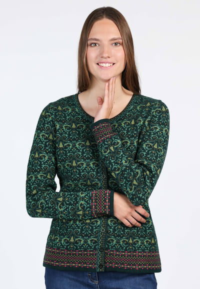 Strickjacke Renee damast  - bottle green