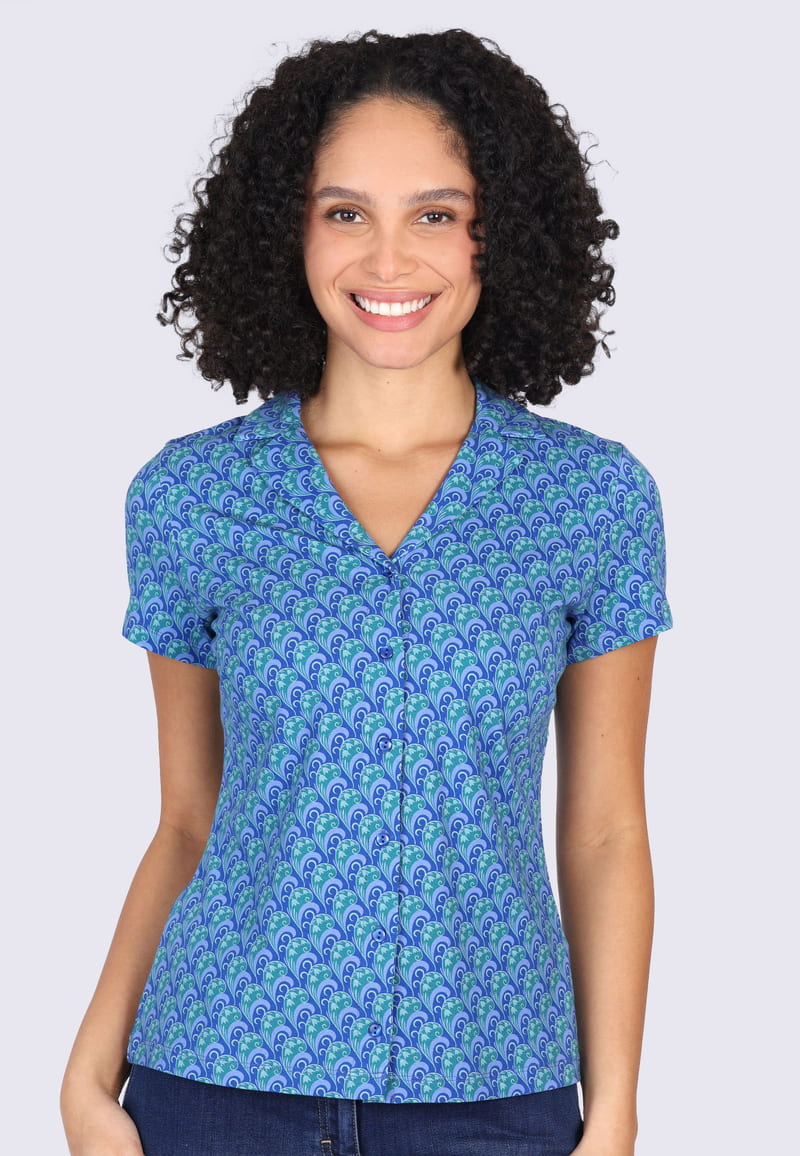 Bluse Celestina retro flower  - nautical