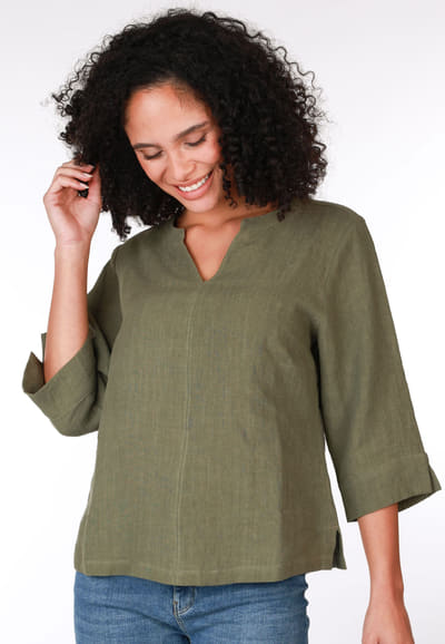 Leinenbluse Emina - olive