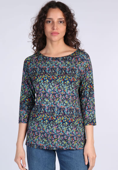 Shirt Zoa flower confetti  - navy