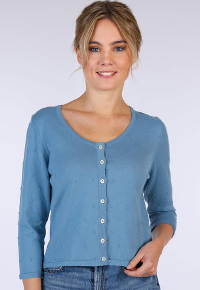 Strickjacke Liselotte dot - swedish blue