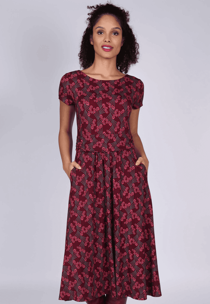 Kleid Malind asian flower - burgundy 