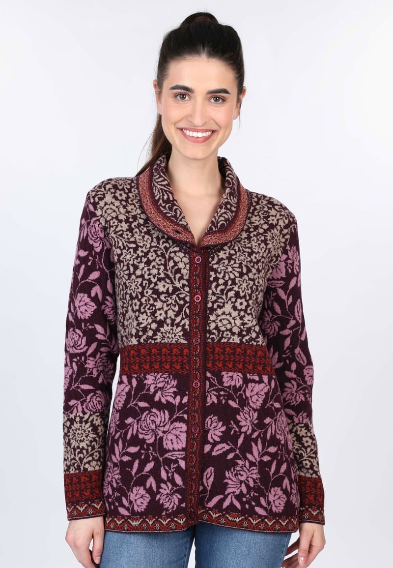 Strickjacke Maily Flower  - plum