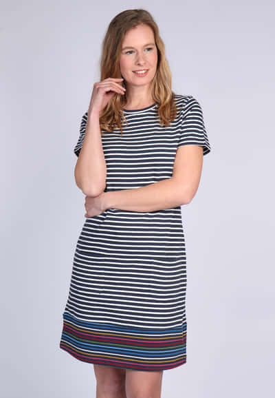 Kleid Ellen rainbow stripe - navy