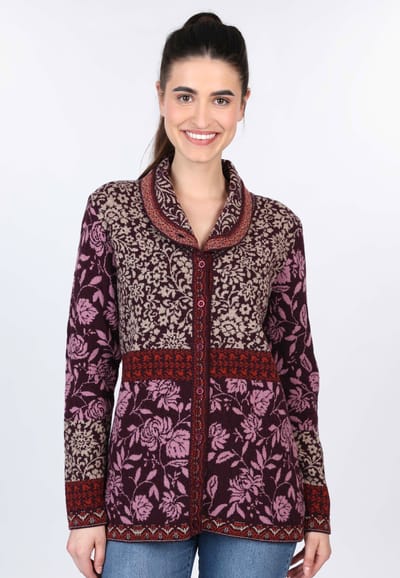 Strickjacke Maily Flower  - plum
