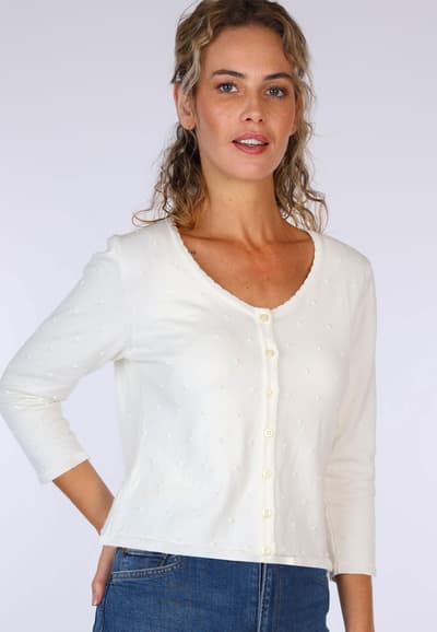 Strickjacke Liselotte dot - ivory