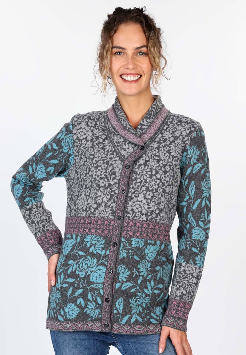Strickjacke Maily Flower - grey
