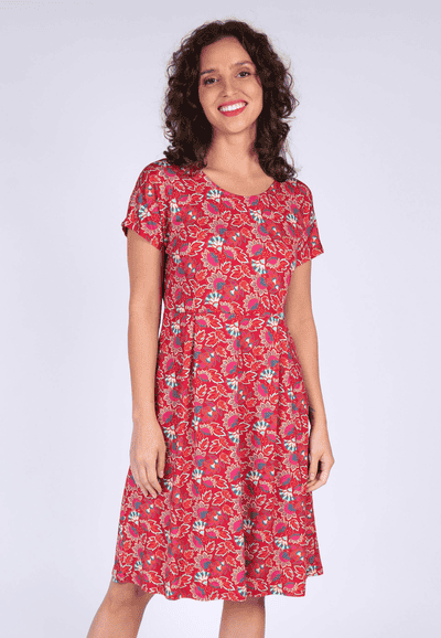 Kleid Eva oriental flower - rubin