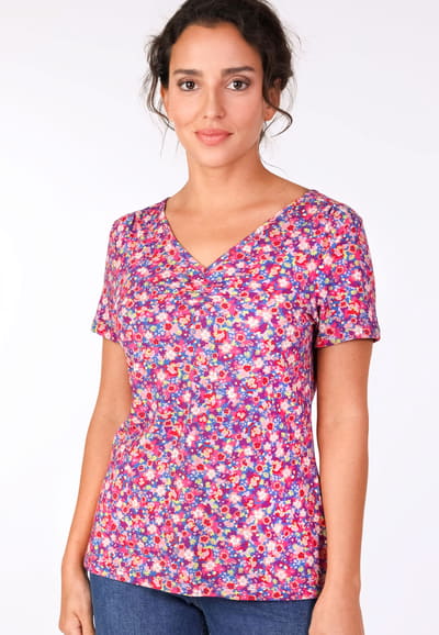 T-Shirt Alida millefleurs - flamingo