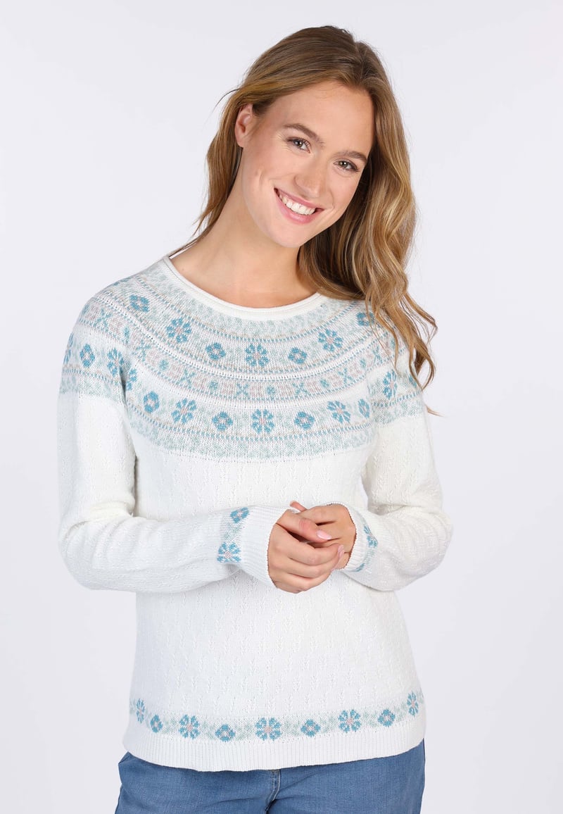 Strickpullover Tony fair isle - ivory