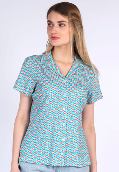 Bluse Celestina spring feather - riviera
