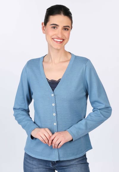 Strickjacke Lindara solid - swedish blue
