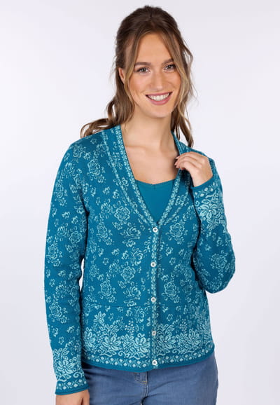 Strickjacke Susanna floral  - ocean