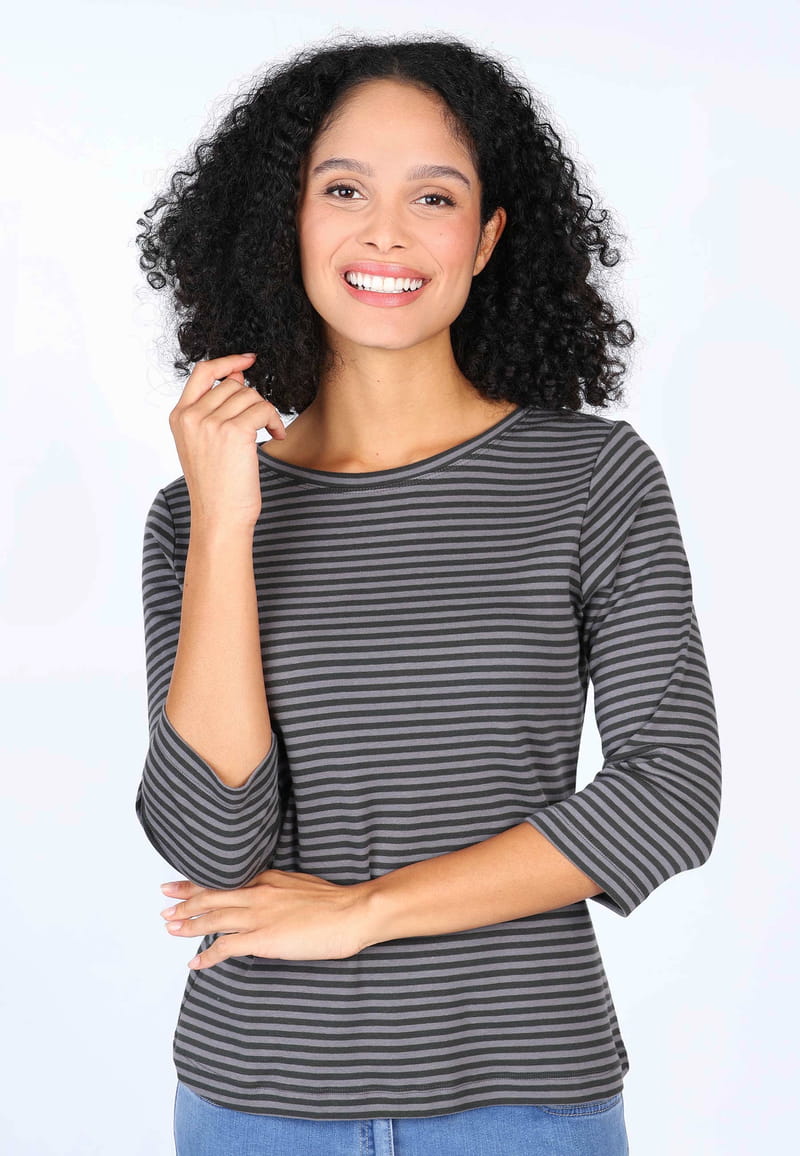 3/4-Arm-Shirt Pitta stripe - washed black