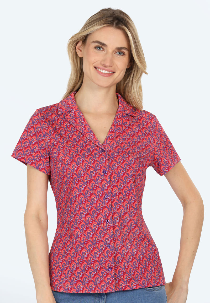 Bluse Celestina retro flower  - iris