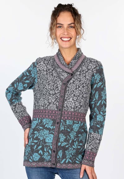 Strickjacke Maily Flower  - grey