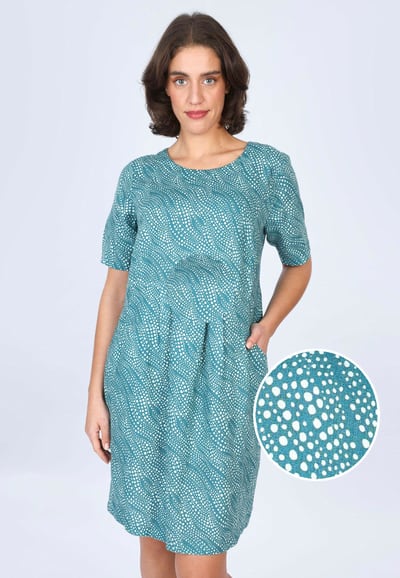 Leinenkleid Rabea dancing dot - ocean