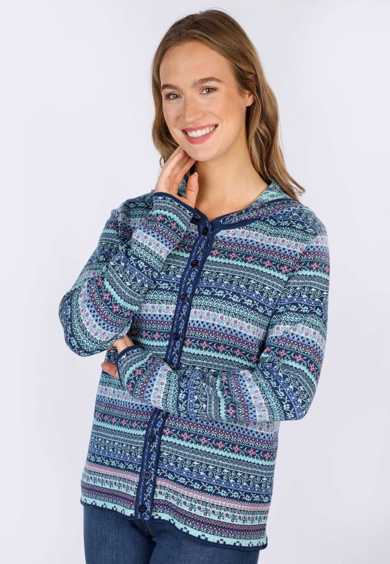Strickjacke Freya tulip bow  - indigo