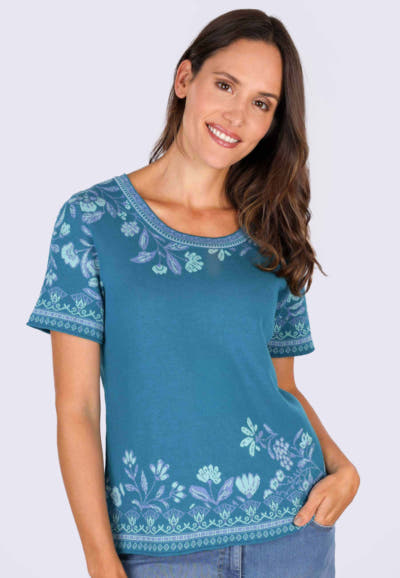 Strickpullover Josa flower - ocean