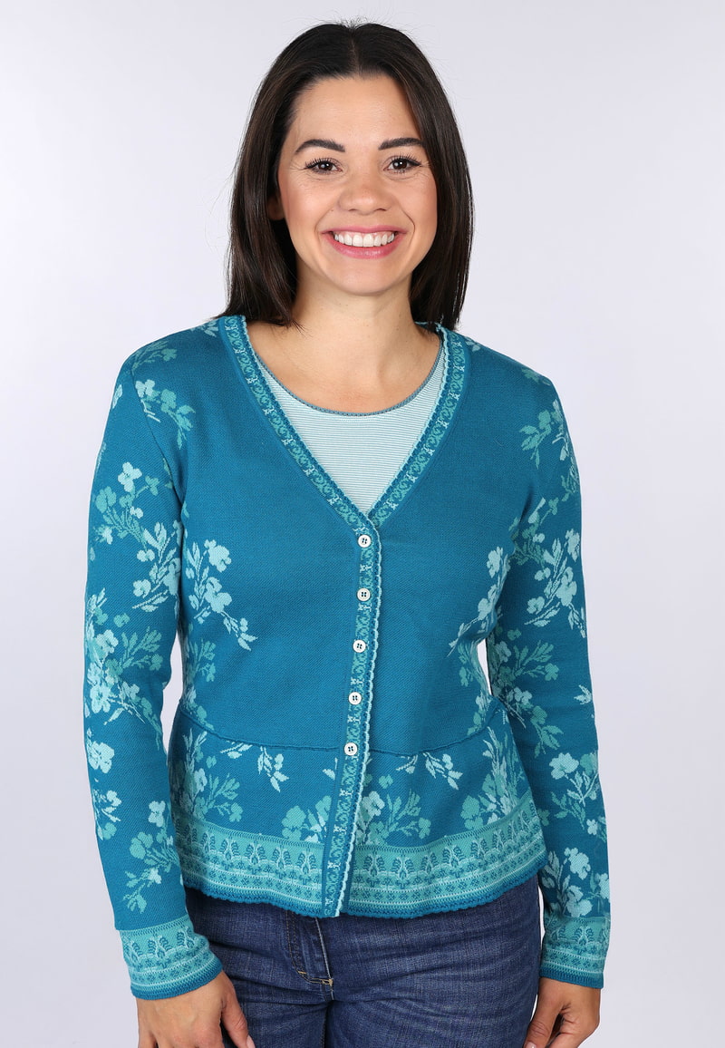 Strickjacke Lindara blossom  - ocean