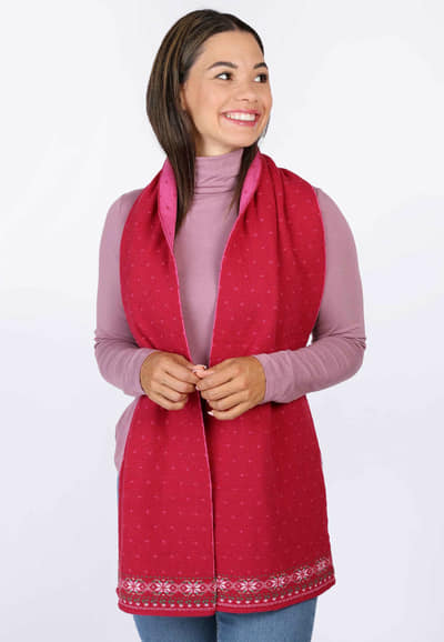 Strickschal Sabet Snowflake  - rubin