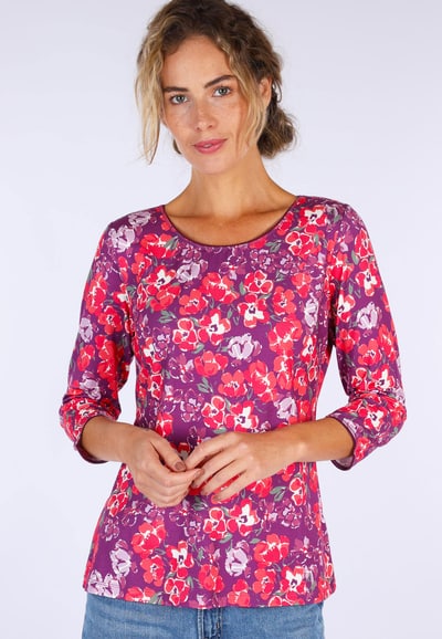 Shirt Mabel flower field - orchid