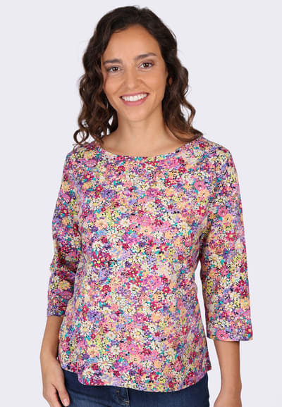 3/4-Arm-Shirt Hemke Blume - cerise