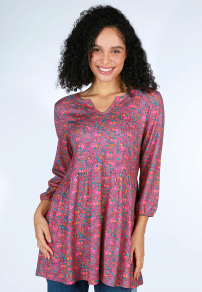Tunika Derigina paisley - raspberry