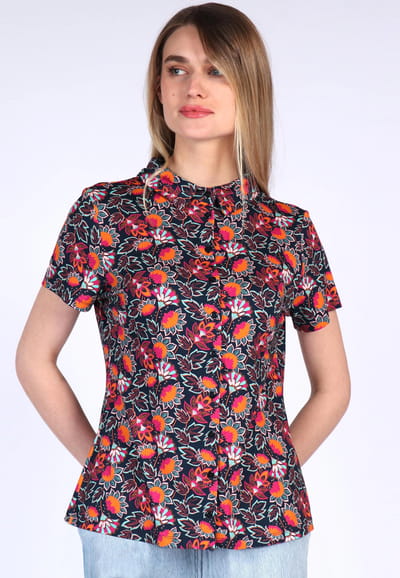 Bluse Cylita oriental flower - navy