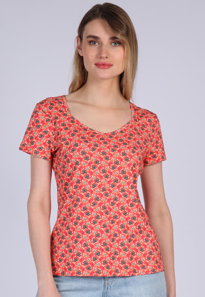 T-Shirt Jamila little flower - peach